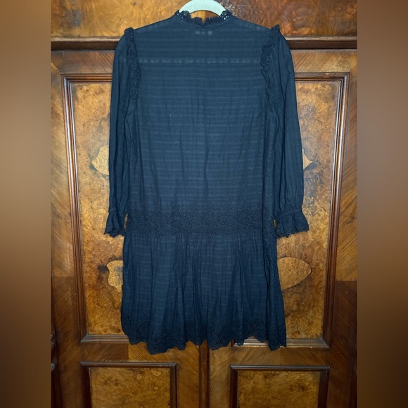 Ulla Johnson- Elegant Cotton Black Lace Trim Dress. Size 4 - Picture 2 of 6